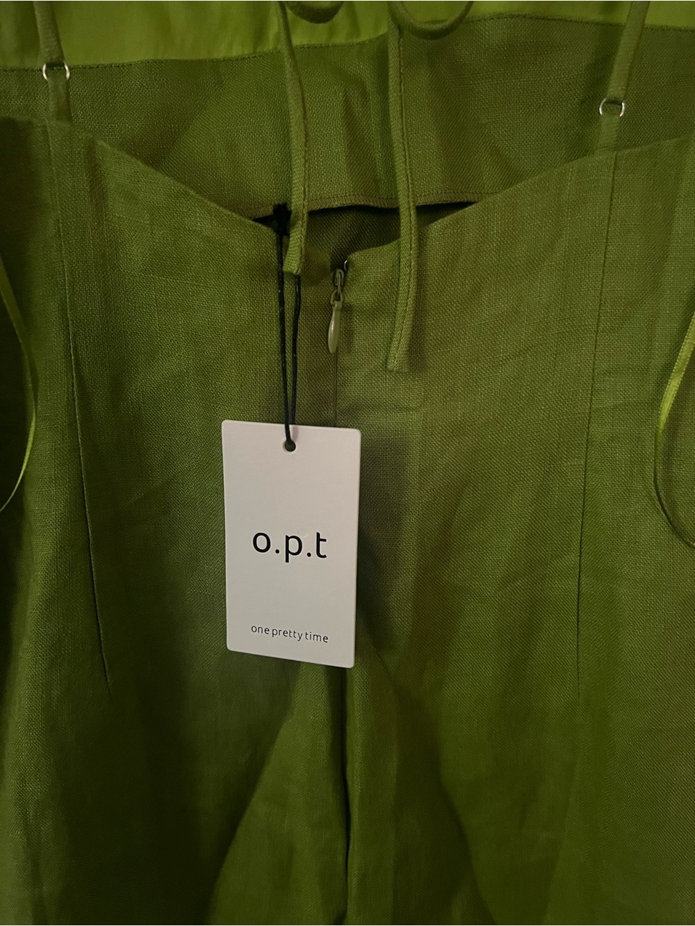 o.p.t Green Linen Dress with Tag